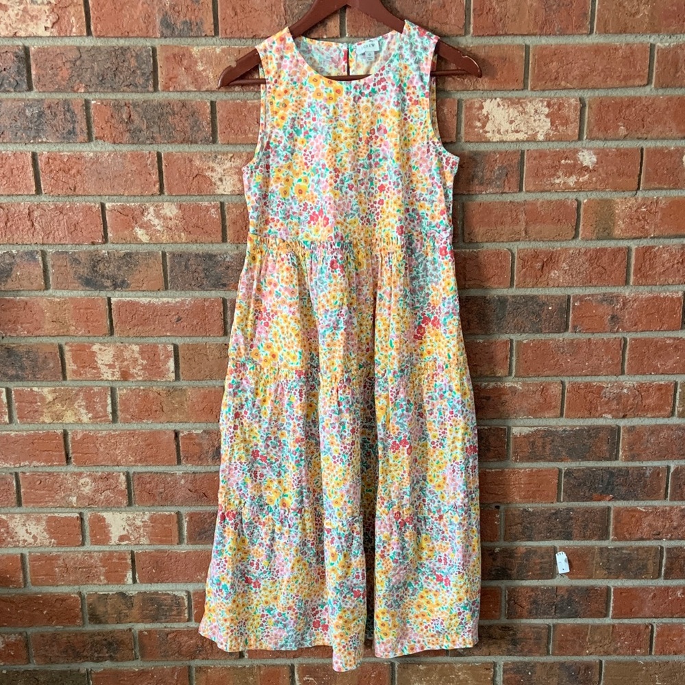J. Crew Factory Yellow Multicolor Floral Sleeveless Cotton Dress - Picture 2 of 10